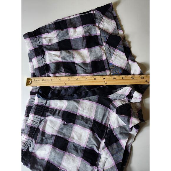 VICTORIA'S SECRET Black Gray Plaid Gold Thread Shorts Pajama Set SZ M - Picture 13 of 13